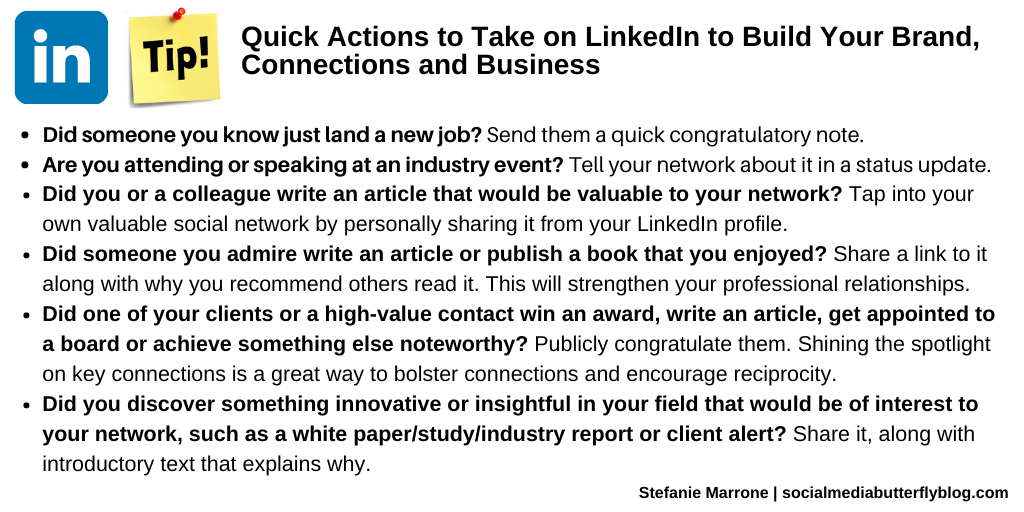 Quick Actions to Take on LinkedIn to Build Your Brand, Connections and Business